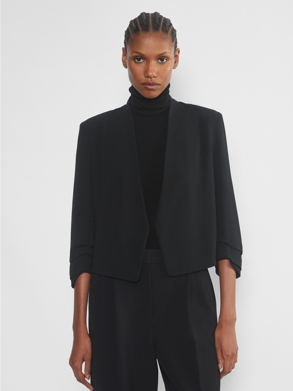 Babaton | Power Blazer Black Open-Front Cropped Size 2 Aritzia